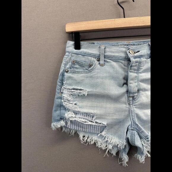 American Eagle Womens Blue Denim Shorts Vintage Hi Rise Festival Size 0 - Picture 2 of 13